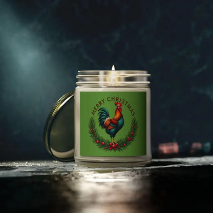 Christmas Rooster Candle in Merry Christmas Chicken Candle made from Coconut Apricot Wax