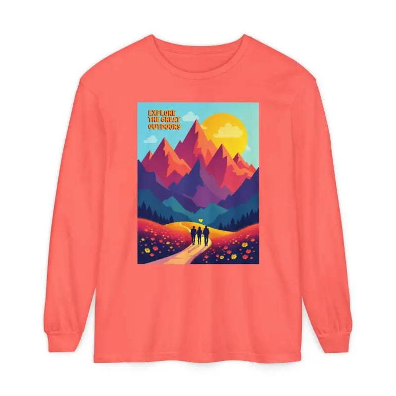 Coral long-sleeved shirt from the Mountain Graphic Long Sleeve Shirt Collection