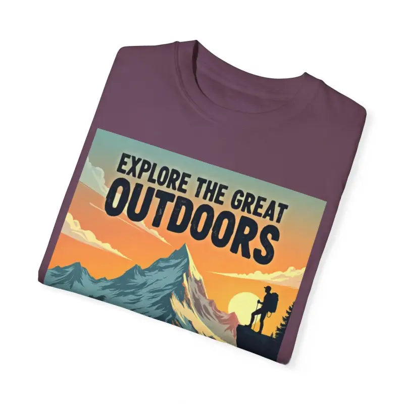 Maroon Mountain Graphic T Shirt for Outdoor Enthusiasts featuring outdoor-themed design