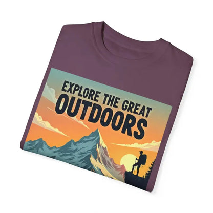 Maroon Mountain Graphic T Shirt for Outdoor Enthusiasts featuring outdoor-themed design