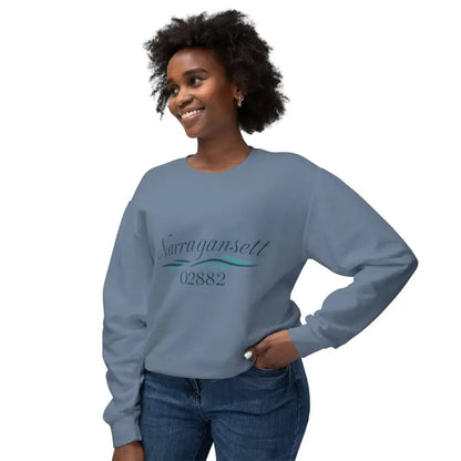 Blue crewneck sweatshirt from Narragansett 02882 Unisex Lightweight collection