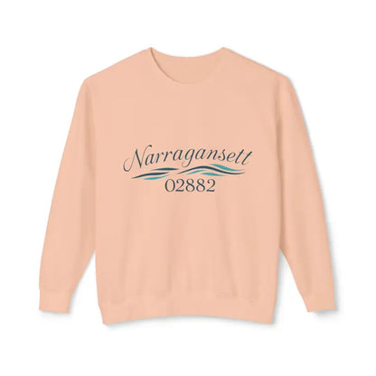Peach-colored Narragansett 02882 unisex lightweight crewneck sweatshirt, cozy and stylish