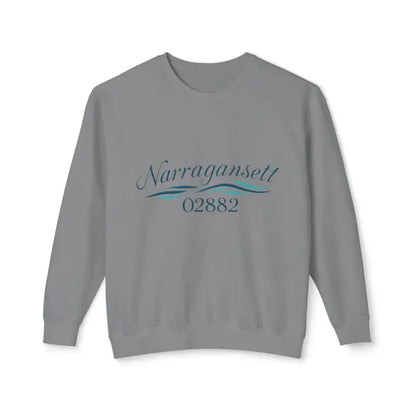 Gray sweatshirt featuring Narragansett and 02882 text for casual style and comfort