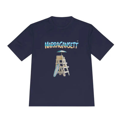 Navy blue Narragansett Beach Lifeguard unisex moisture-wicking T-shirt
