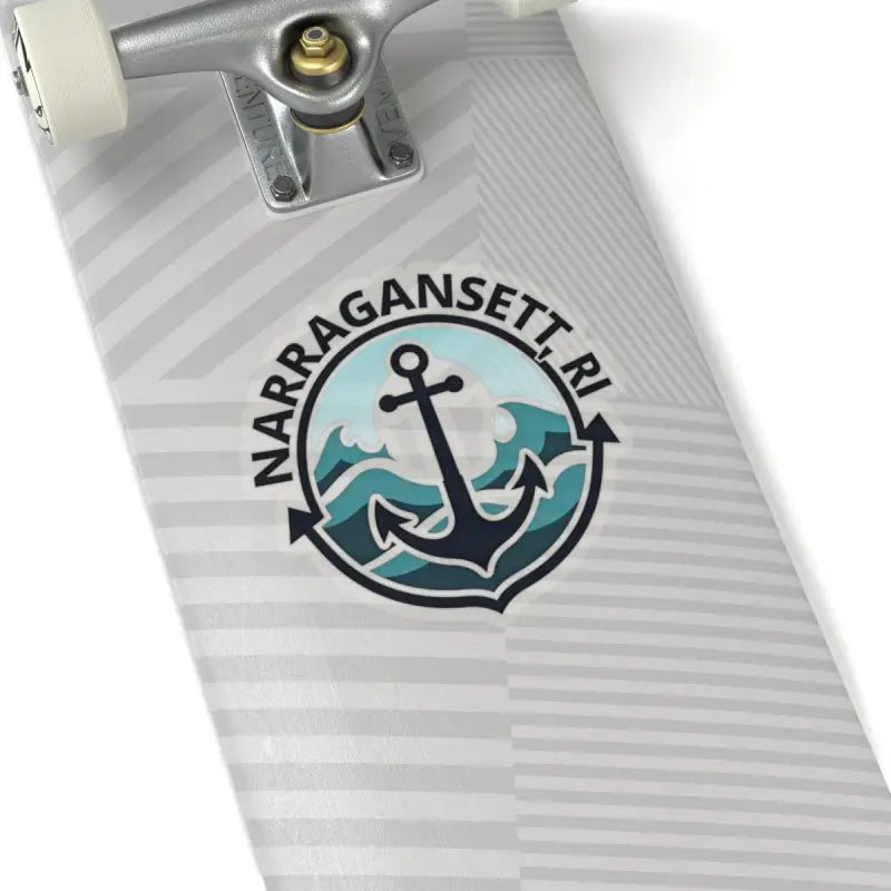 Skateboard featuring a Narragansett RI sticker and Nautical Anchor design