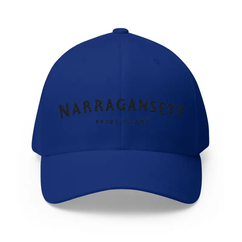 Blue baseball cap featuring Narragansett Rhode Island embroidery, stylish accessory