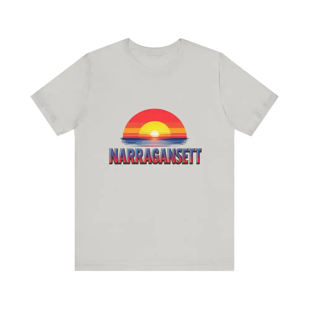 Gray t-shirt from the Narragansett Sunset Unisex Jersey Tee collection