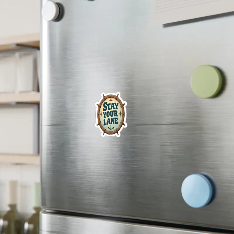 Nautical-themed sticker featuring Stay Your Lane design for decor and personalization