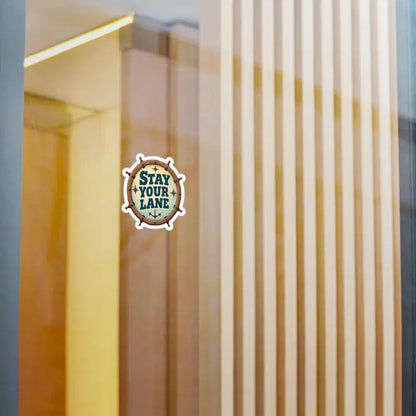 Nautical-themed Stay Your Lane decal featuring marine elements and playful design