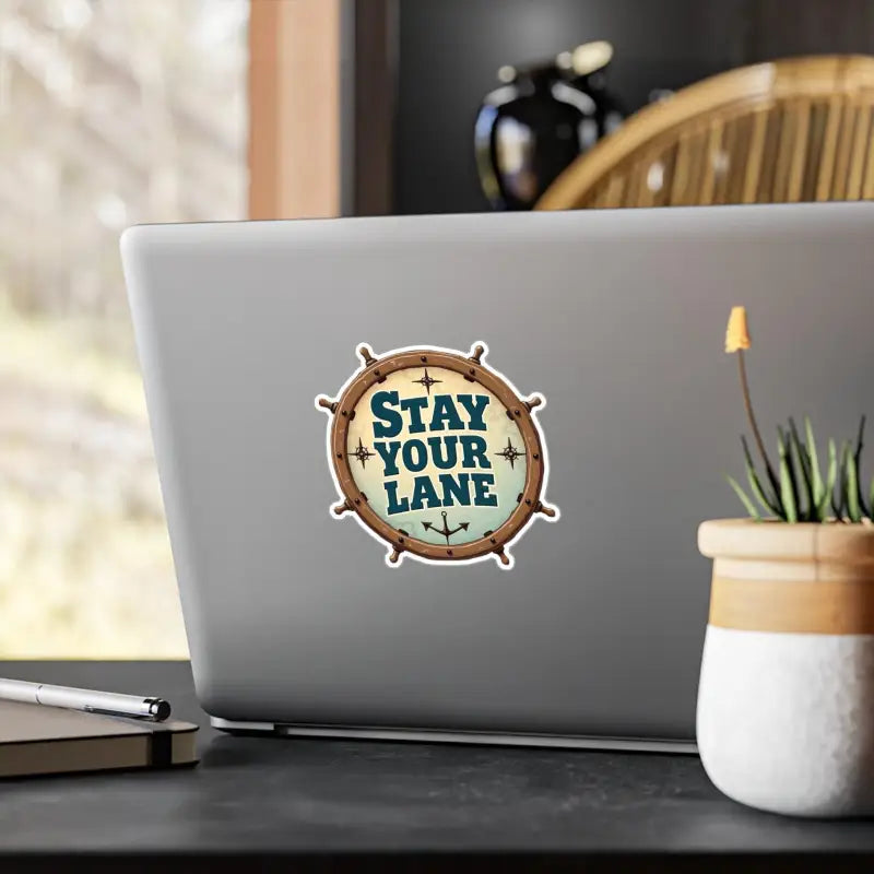 Nautical-themed Stay Your Lane Decal featuring marine elements and vibrant colors