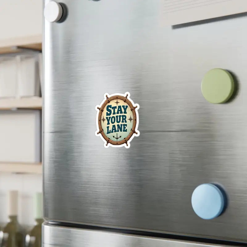 Nautical-themed Stay Your Lane sticker featuring maritime design for decor or gifting