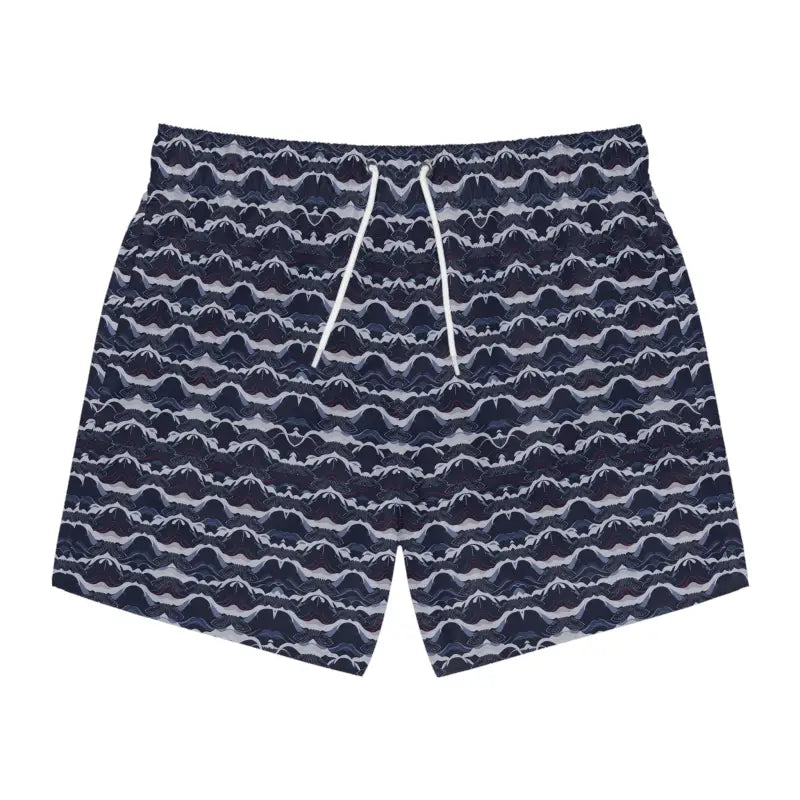 Patterned men’s swim trunks featuring nautical wave design for summer adventures