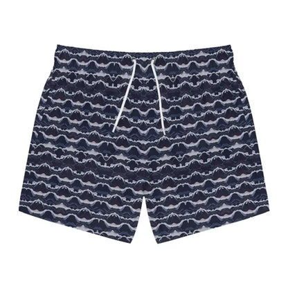 Patterned men’s swim trunks featuring nautical wave design for summer adventures