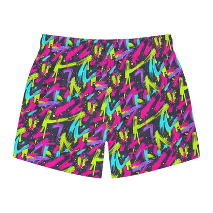Colorful patterned swim trunks from Neon Splash Swim Trunks for summer beachwear