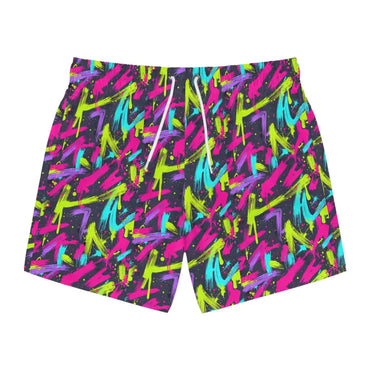 Colorful patterned swim trunks for summer beachwear in the Neon Splash collection