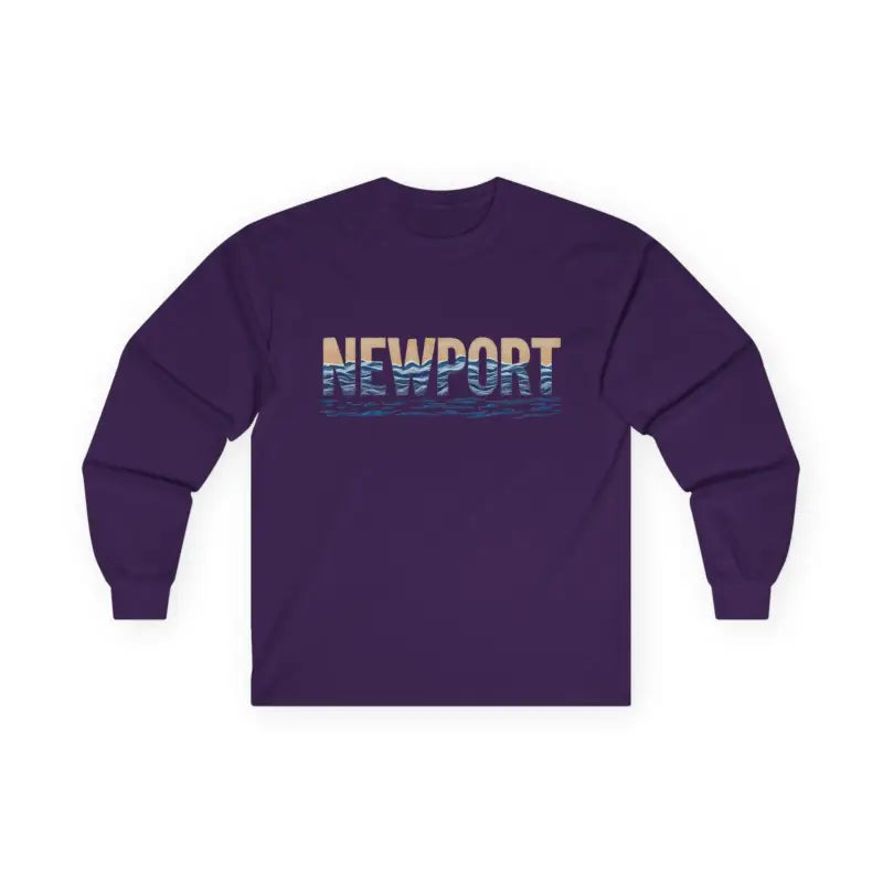 Purple long-sleeved Newport Coastal Vibes Unisex Shirt displayed on a neutral background