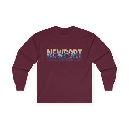 Maroon long-sleeved Newport Coastal Vibes unisex shirt for stylish comfort