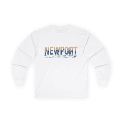 White long-sleeved Newport Coastal Vibes Unisex Shirt with stylish design