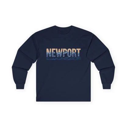 Navy long-sleeved Newport Coastal Vibes Unisex Shirt for stylish casual wear