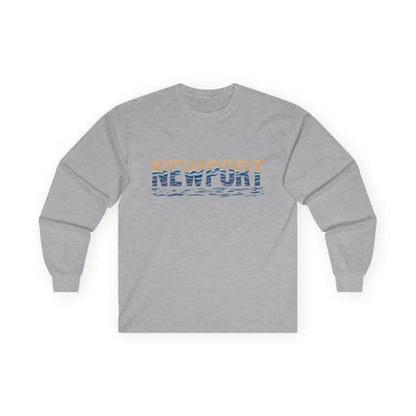 Gray long-sleeved shirt from Newport Coastal Vibes unisex apparel collection