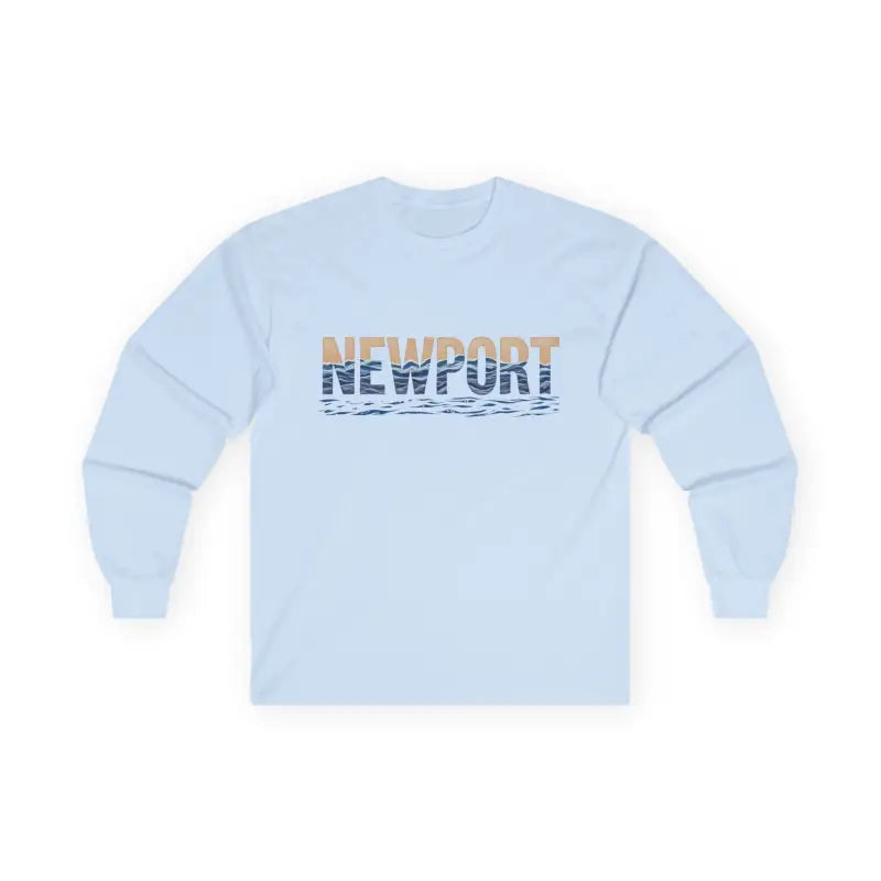 Light blue long-sleeved Newport Coastal Vibes Unisex Shirt for casual wear