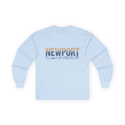 Light blue long-sleeved Newport Coastal Vibes Unisex Shirt for casual wear