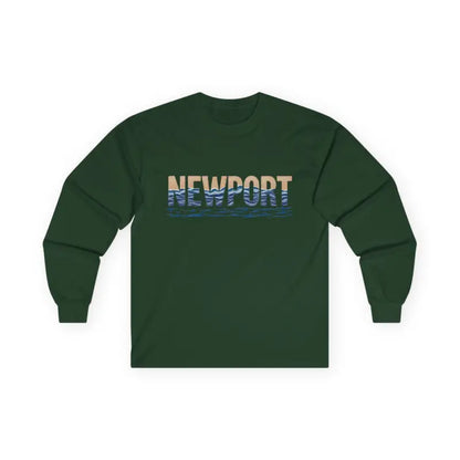 Green long-sleeved Newport Coastal Vibes Unisex Shirt displayed on a neutral background