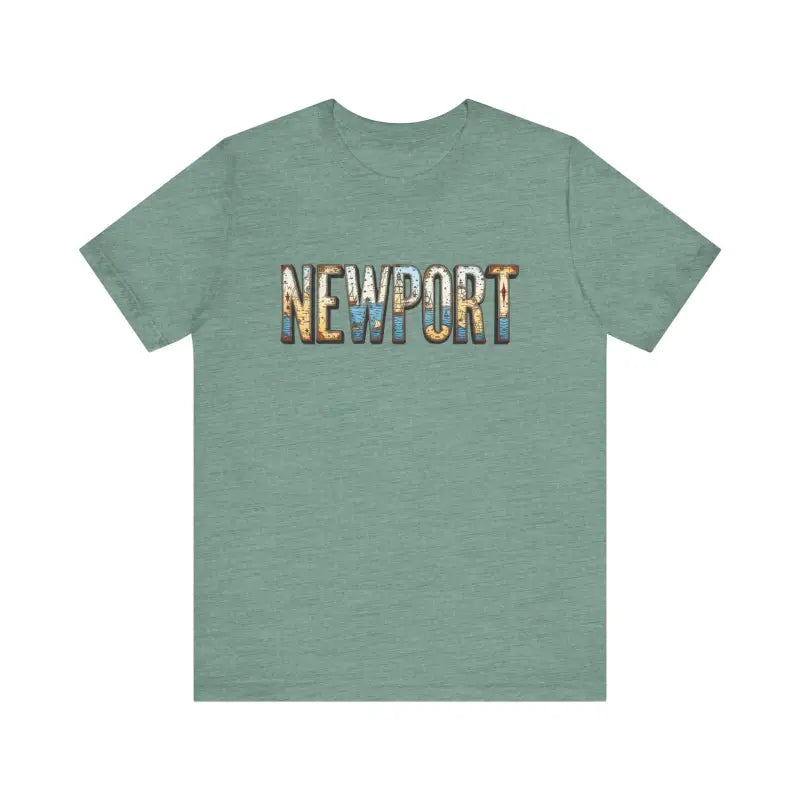 Seafoam green Newport Graphic Unisex Coastal Jersey Tee displayed for sale