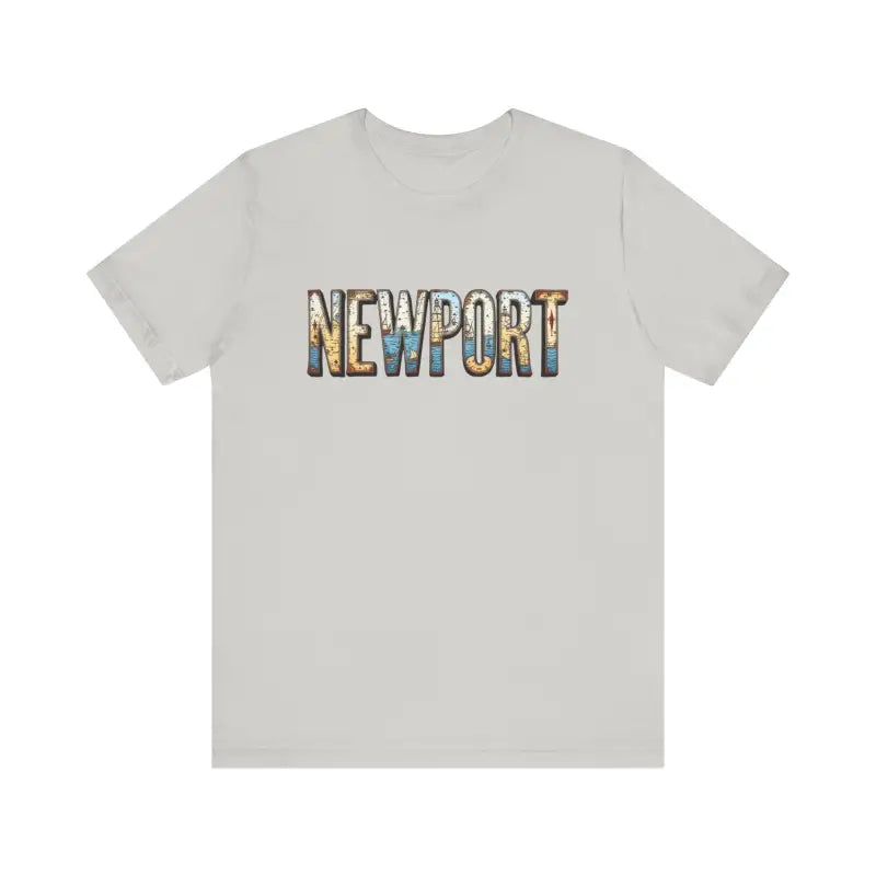 Gray Newport Graphic Unisex Coastal Jersey Tee displayed on a neutral background