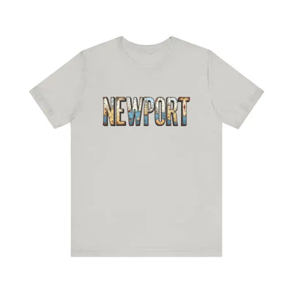 Gray Newport Graphic Unisex Coastal Jersey Tee displayed on a neutral background