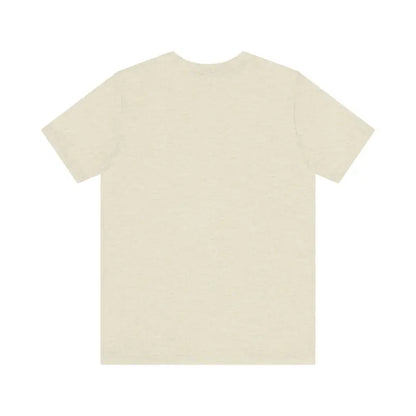 Beige short-sleeved Newport Graphic Unisex Coastal Jersey Tee for casual wear