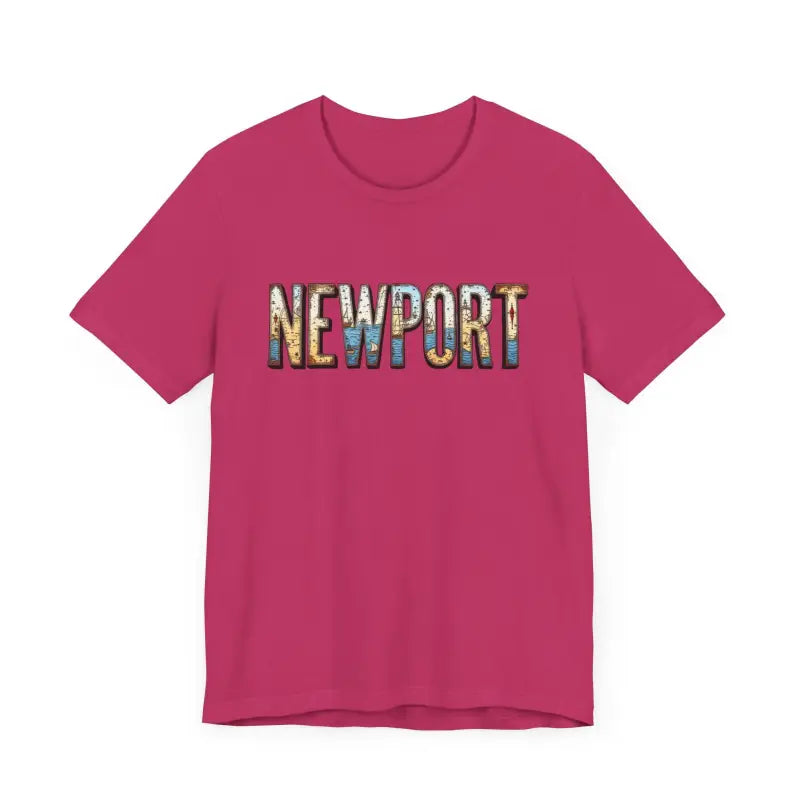 Pink Newport Graphic Unisex Coastal Jersey Tee displayed on a neutral background