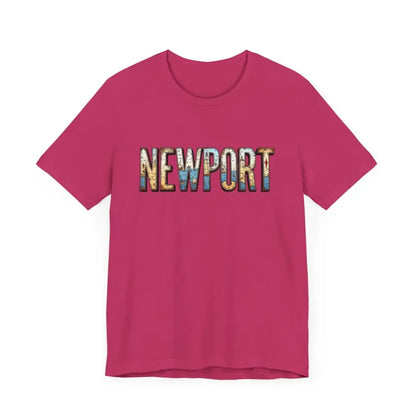 Pink Newport Graphic Unisex Coastal Jersey Tee displayed on a neutral background