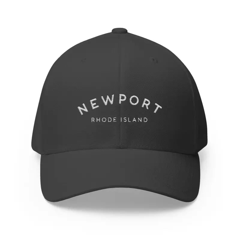 Dark baseball cap featuring Newport Rhode Island embroidery for a stylish casual look