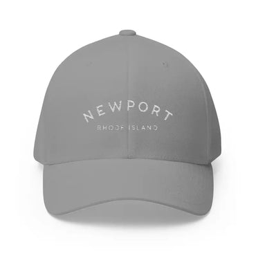 Gray baseball cap featuring Newport Rhode Island embroidery for a stylish casual look