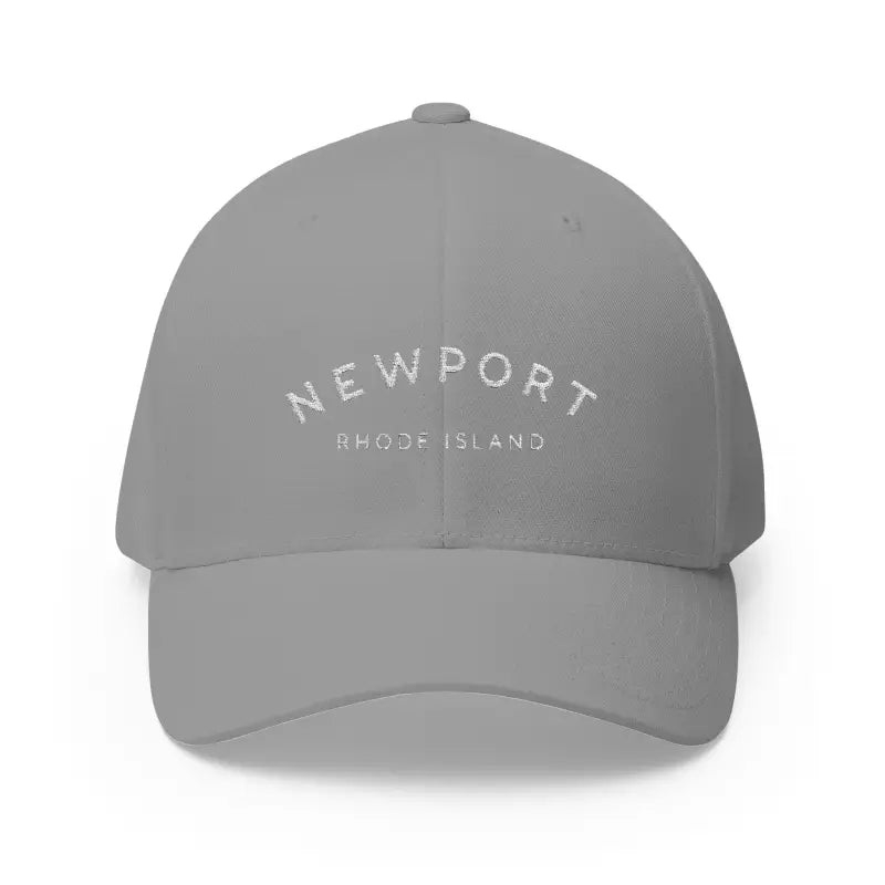 Gray baseball cap featuring Newport Rhode Island embroidery for a stylish casual look
