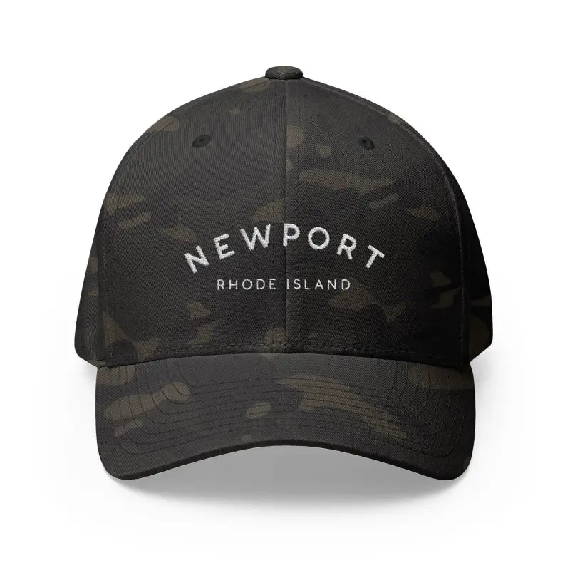Camouflage baseball cap featuring Newport Rhode Island embroidery for stylish casual wear