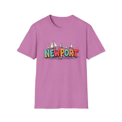 Lilac Newport Sailing Softstyle Unisex T-Shirt featuring Newport graphic design