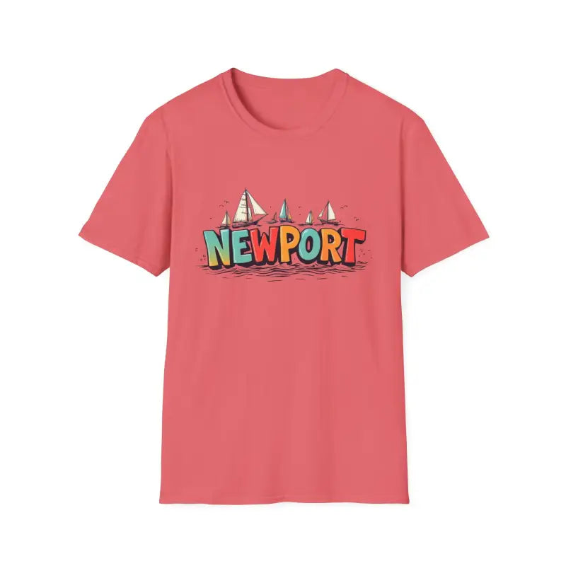 Salmon-colored Newport graphic t-shirt from Newport Sailing Softstyle collection