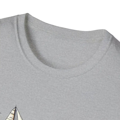 Gray t-shirt neckline detail of Newport Sailing Softstyle Unisex T Shirt