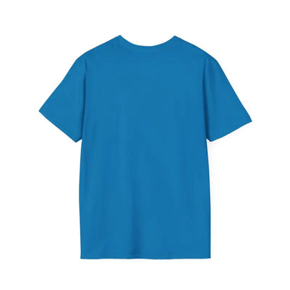 Blue short-sleeved Newport Sailing Softstyle Unisex T-Shirt on display