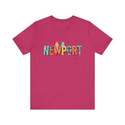 Magenta Newport Surfing Inspired Unisex Jersey Tee featuring vibrant design