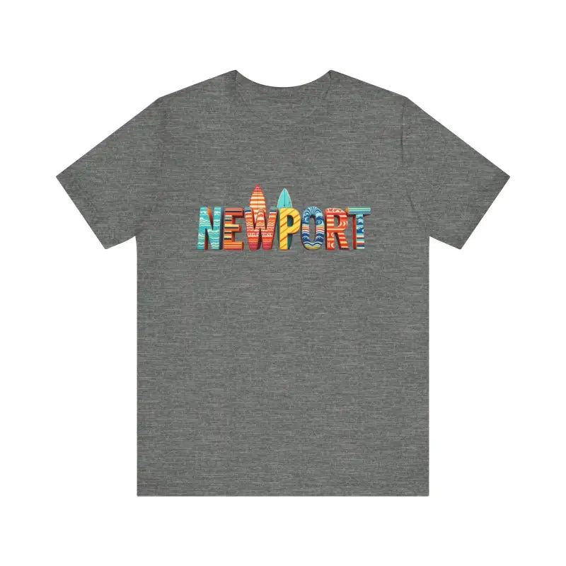 Gray Newport Surfing Inspired Unisex Jersey Tee with stylish text design