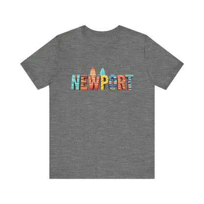 Gray Newport Surfing Inspired Unisex Jersey Tee with stylish text design