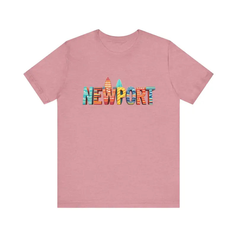Pink Newport Surfing Inspired Unisex Jersey Tee displayed on a neutral background