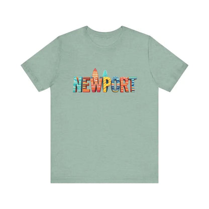Seafoam green t-shirt featuring Newport graphic from Newport Surfing Inspired Unisex Tee