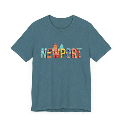 Blue Newport graphic t-shirt from Newport Surfing Inspired Unisex Jersey Tee collection