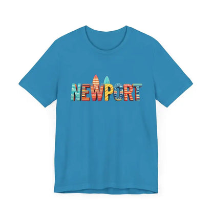 Blue Newport graphic t-shirt from Newport Surfing Inspired Unisex Jersey Tee collection