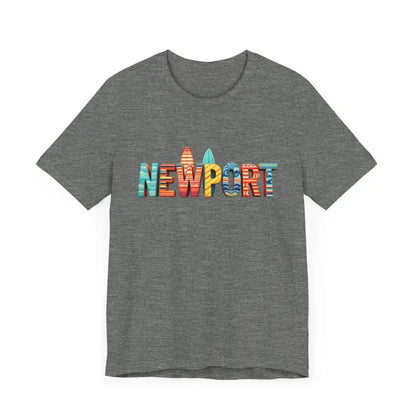 Gray Newport Surfing Inspired Unisex Jersey Tee featuring a unique design