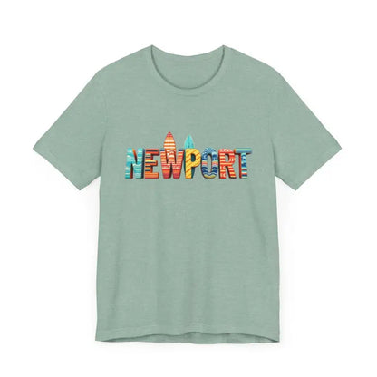 Light green Newport design t-shirt in Newport Surfing Inspired Unisex Jersey Tee
